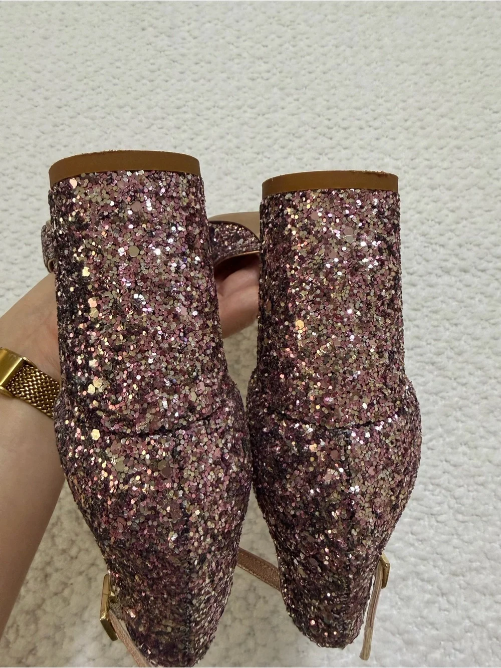 Kate Spade Baneera Rose Gold Glitter Heels Women’s Size 7.5